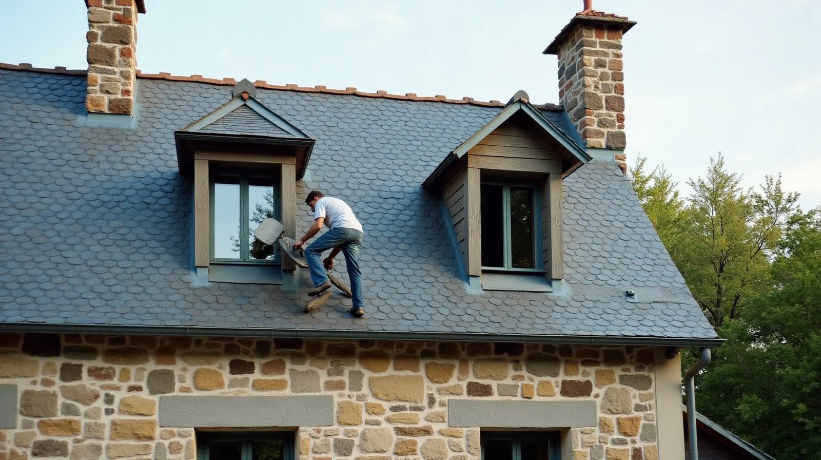 Toiture à Entrammes, sud de Laval